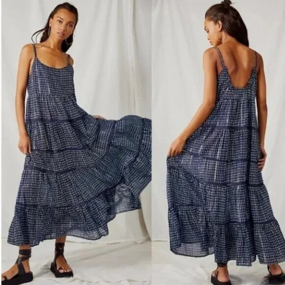 Free People Dresses & Skirts - Intimately Free People Midnight Dance Tiered Maxi Dress in Eclipse Combo Blue